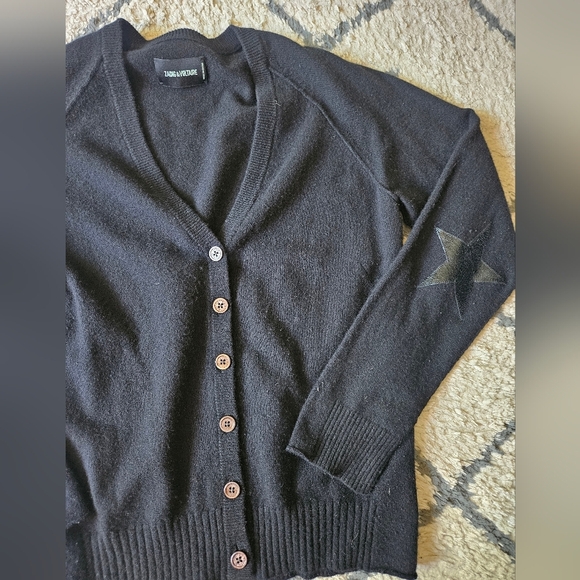 Zadig & Voltaire Jim Patch Star Cardigan Cashmere Medium - Picture 1 of 5